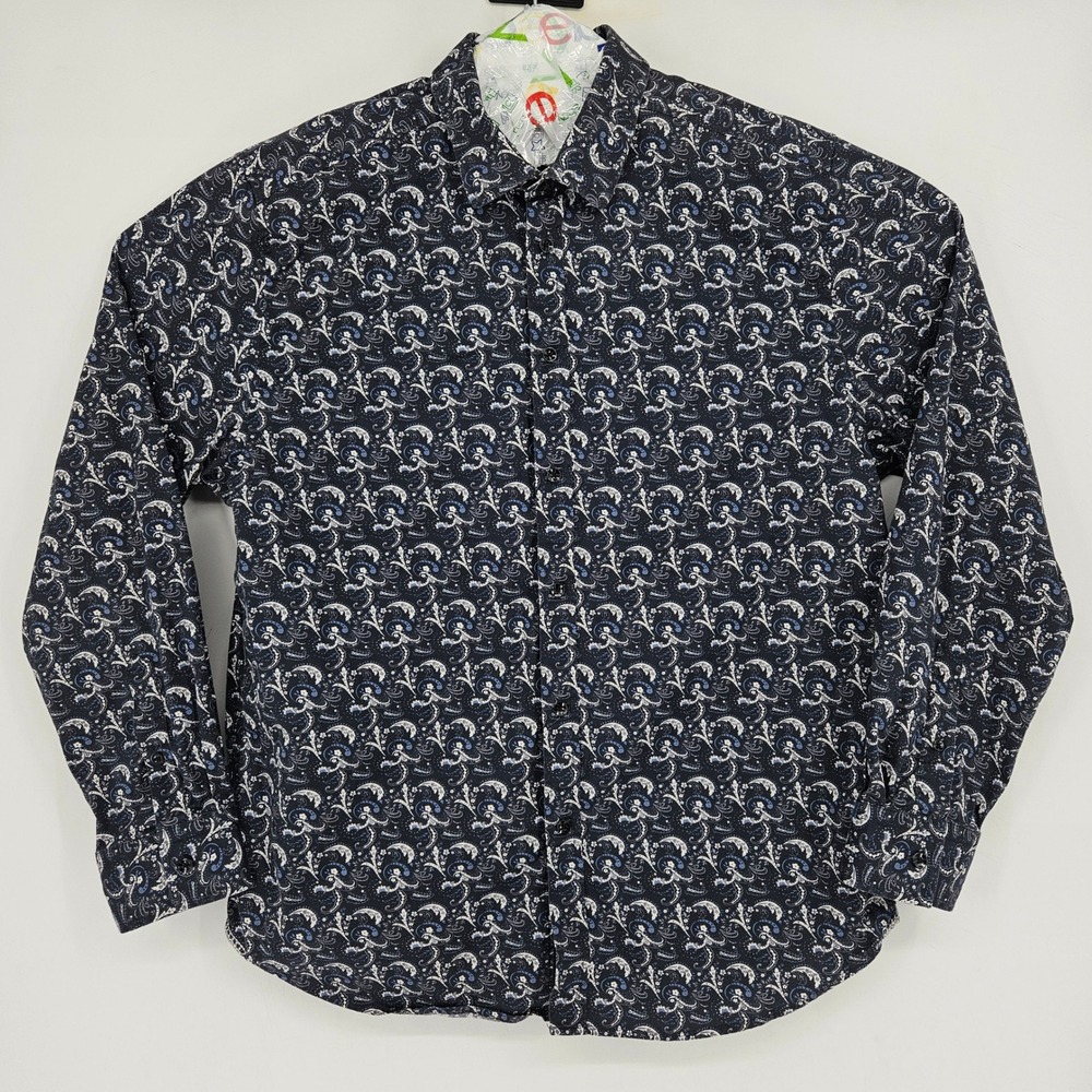 Robert Graham Shirt Mens 2XL Modern Americana Button Blue Paisley Long Sleeve